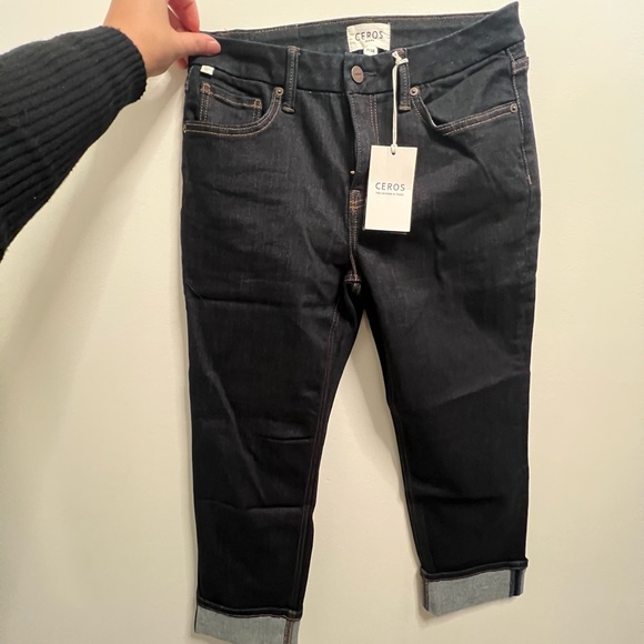 Cuff Ankle Dark Denim Jeans Size 7 / 28 - Picture 3 of 4